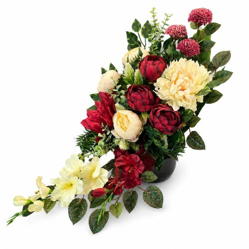 Komplet na grób 80 cm – elegancka kompozycja nagrobna z bukietem